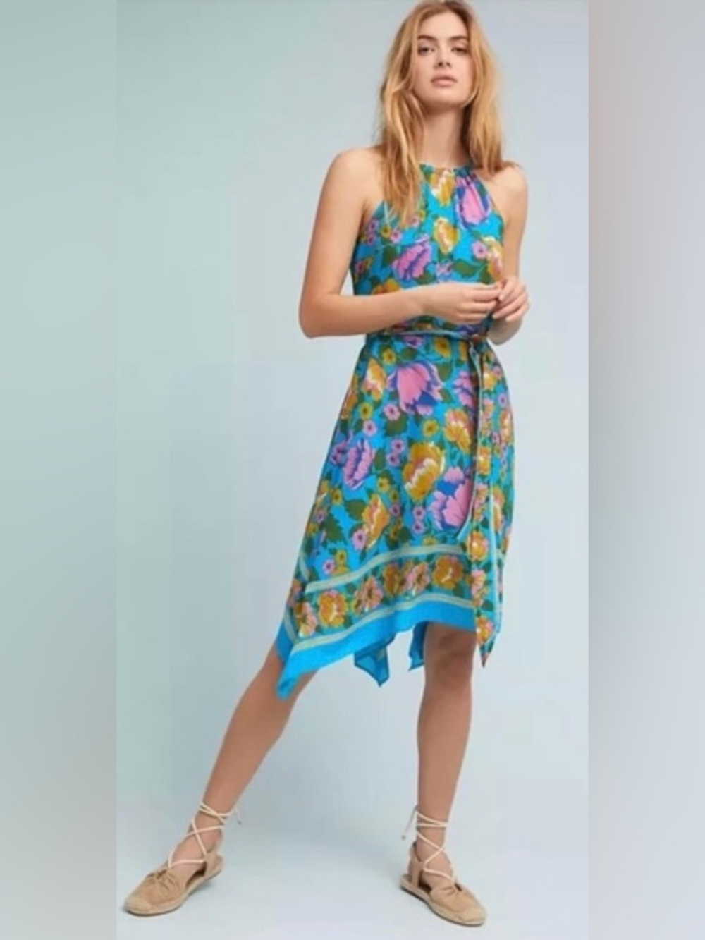 Dinan Floral Halter Dress Lilka Anthropologie